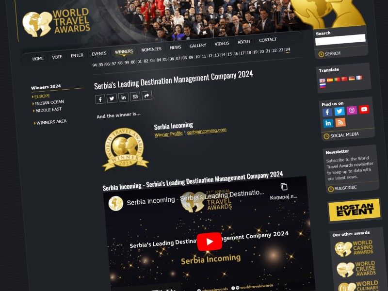 Četvrtu godinu za redom dobijamo nagradu za najbolju receptivnu agenciju od WTA